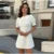Slim Mini Dress Lace Short Sleeve Doll Collar Button Splice Autumn Classic Office Dresses Female