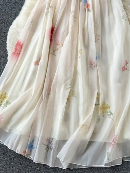 Strap Dress Summer Strapless Corset Maxi Sundress Backless Bow Sweet Print Midi Dresses