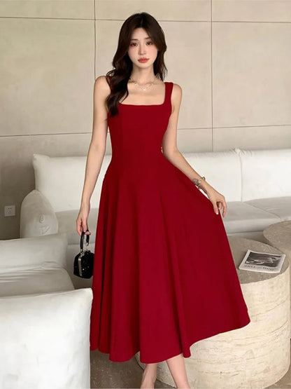 Y2k Summer Midi Dress Sleeveless Aline Birthday Evening Party Dress Princess Slip Vestidos