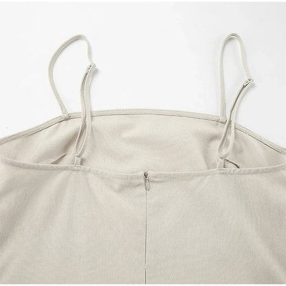 Slip Dress Summer Cotton Lined Loose Dresses Sleeveless Thin Straps White Long Dresses Backless Beach Holiday Dresses