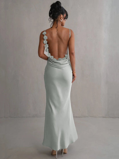 Draped Backless Maxi Dress