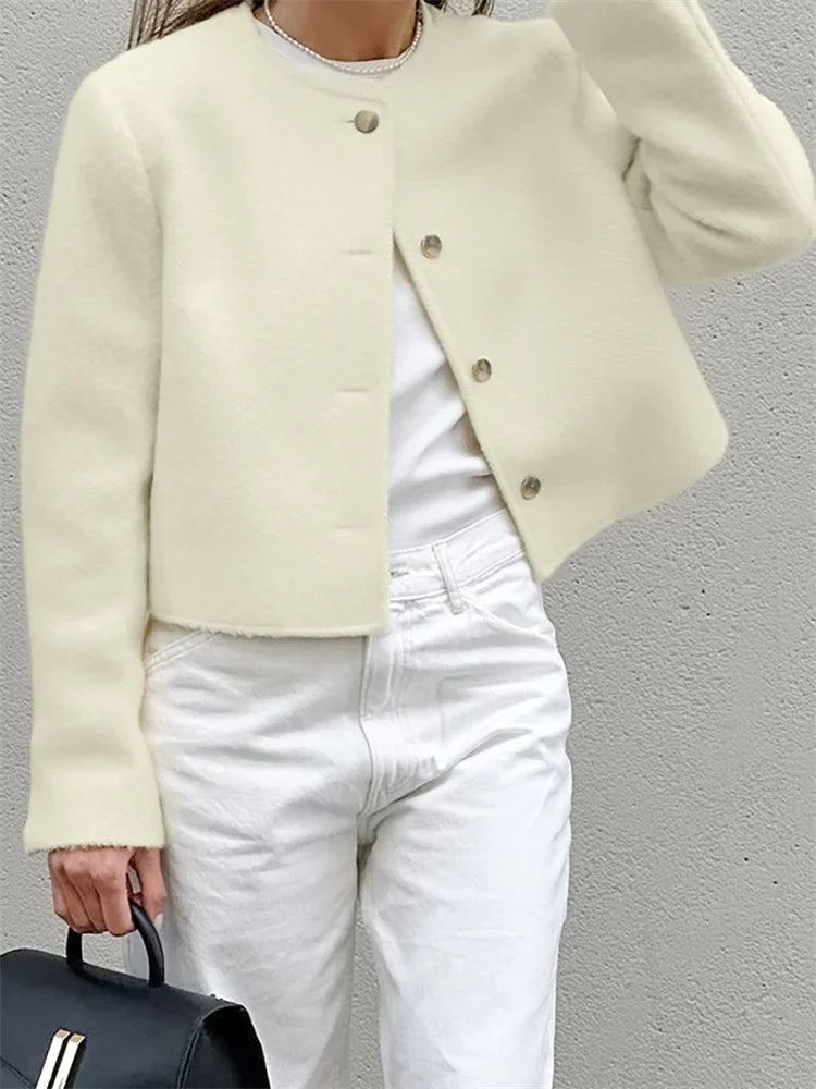 Long Sleeve Cardigan Coat for Patchwork Slim Cropped Top ’s Outwear New