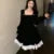 Autumn Shiny Velvet Midi Dresses for Long Sleeve Square Collar Oversize Ruffles Patchwork Christmas Party Dress Vestidos