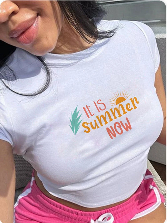 Europe and the United States Street New Print Season Art Text Short Sleeve Y2k ’s T-shirt Vest Halter