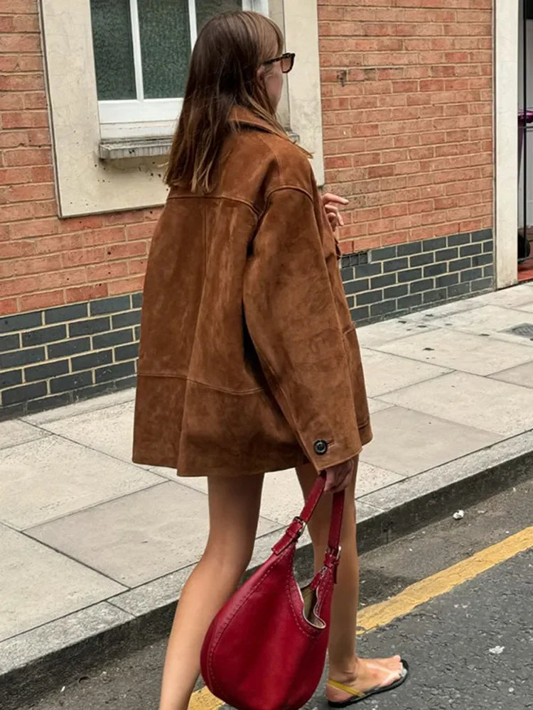 Single Breasted Long Sleeved Pocket Jacket Retro Collar Color Coat Autumn New Commuting Coats