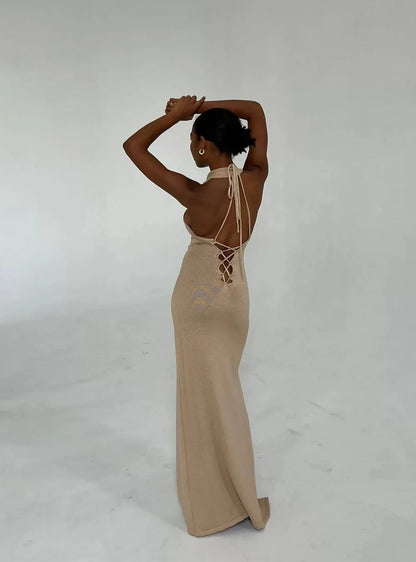 Long Dress Sleeveless Halter Neck Beach Swimwear Cover Up Evenng Party Dress Maxi Beachwear Outfits