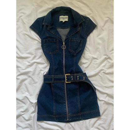 Y2k Denim Dresses Spring Summer American Retro Mini Dress Vestidos Mujer