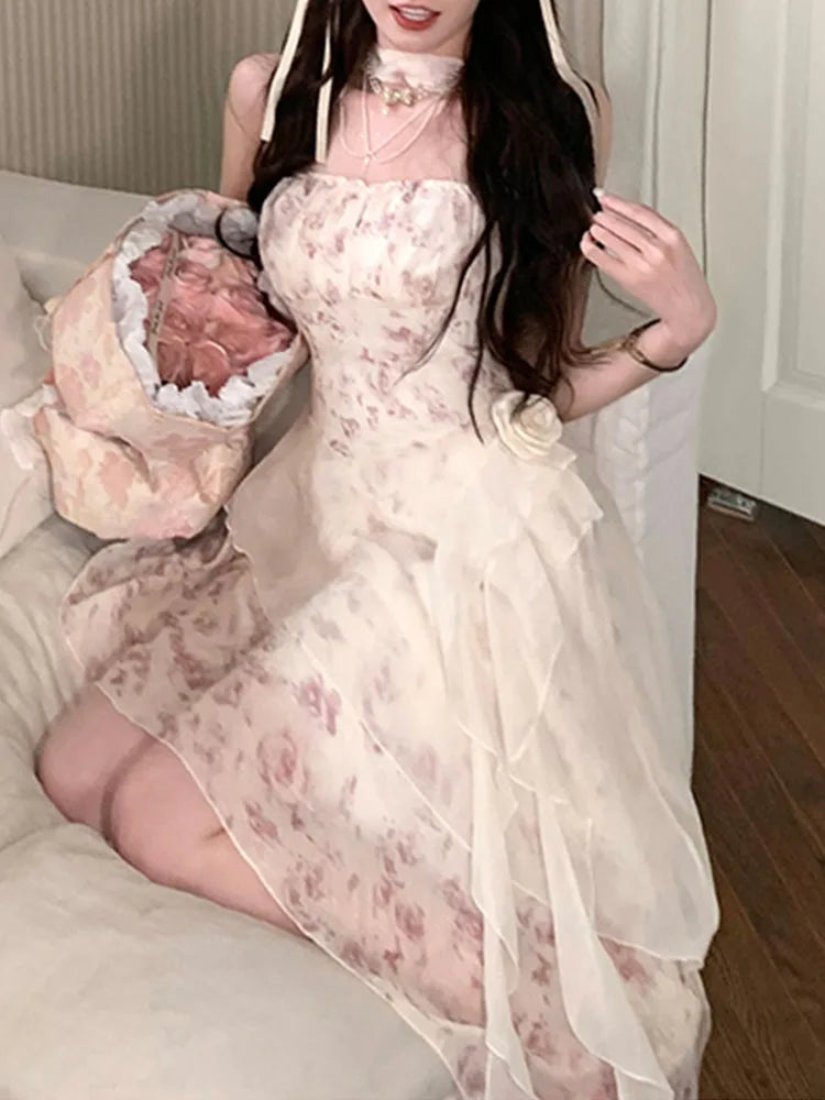 French Style Sweet for Dress New Spring Summer Party Tighten the Waist Y2k Dress Princess Mini Dress