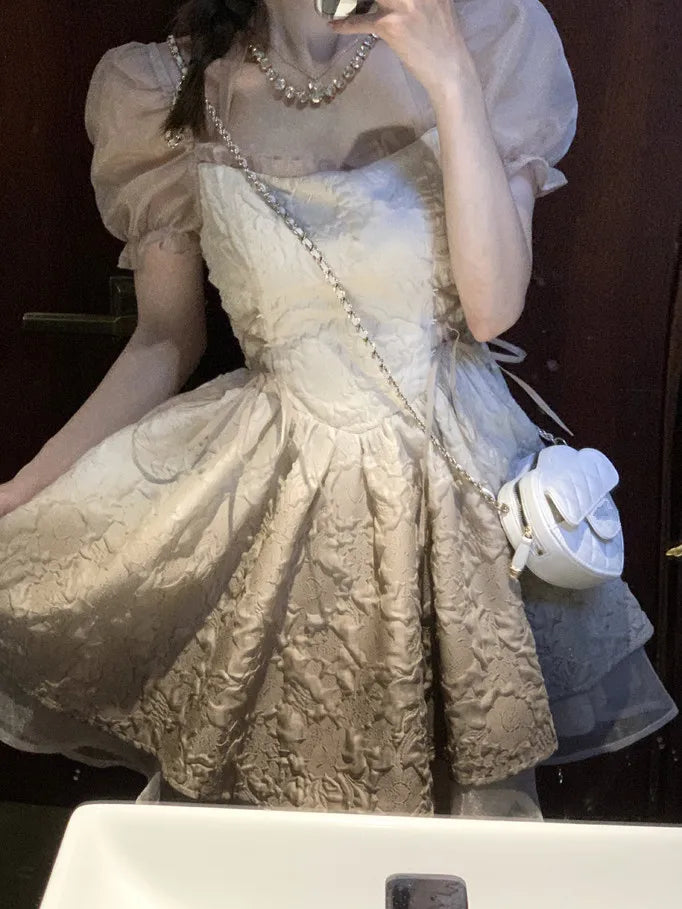 Fairy Short Sleeve Dress Korean Mini Dress Kawaii Clothing Lolita Dress Party Female Summer Design