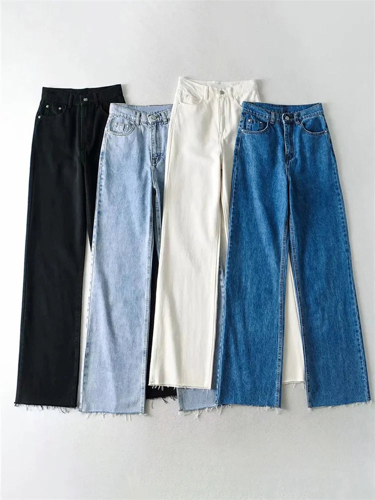 Jeans Bottom Straight Leg Baggy Jeans Fall Boyfriend Long Trousers High Waist Denim Pants