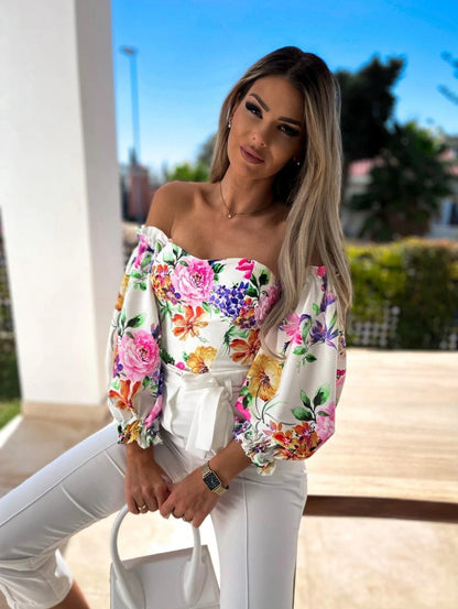 Top Summer Off Shoulder Blouses Holiday Slash Neck Tops