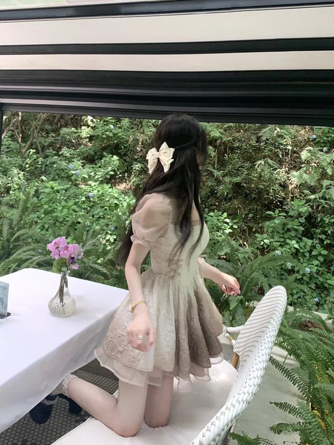 Fairy Short Sleeve Dress Korean Mini Dress Kawaii Clothing Lolita Dress Party Female Summer Design
