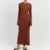 Ribbed Knit Full Sleeve Maxi Dress Crew Neck Bodycon Pencil Long Dress Tie Waist Dress 90s