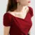 Spring Summer Style Cotton Blouses Shirts Short Sleeve V-neck Loose Blouses Tops Df3492