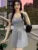 Knitted Dresses for V-neck A-line Pleated Mini Dress Korean Autumn Knitting One Piece Vestido Mujer New