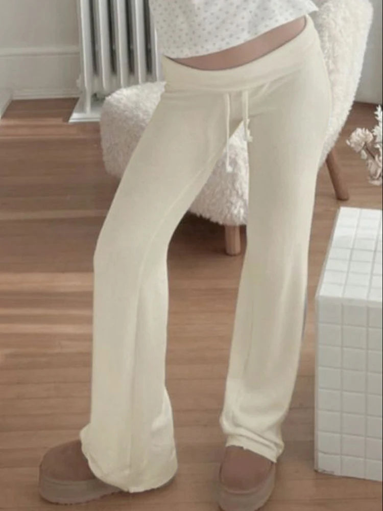 Drawstring Low Waist Straight Pants Basic Jogger Sweatpants