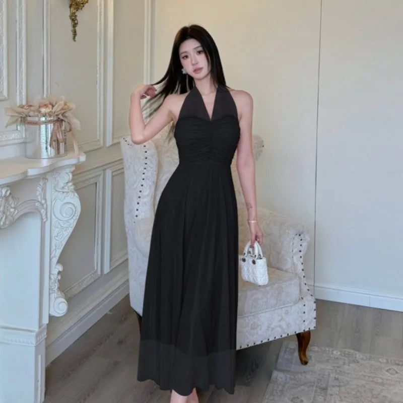 Dresses Spring Summer Halter Beach Style Backless Long Dresses Korean Vestidos Mujer