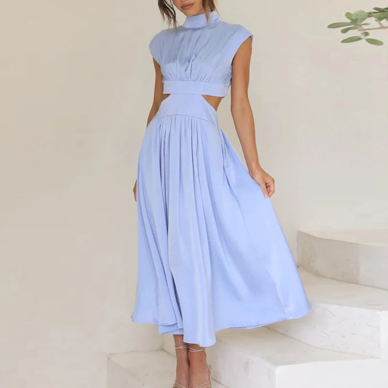 Cut Out Party Long Dress Summer Robe Loose Sleeveless Dress Aline Open Waist Y2k Dresses