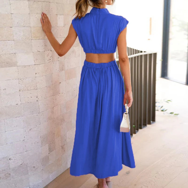 Cut Out Party Long Dress Summer Robe Loose Sleeveless Dress Aline Open Waist Y2k Dresses
