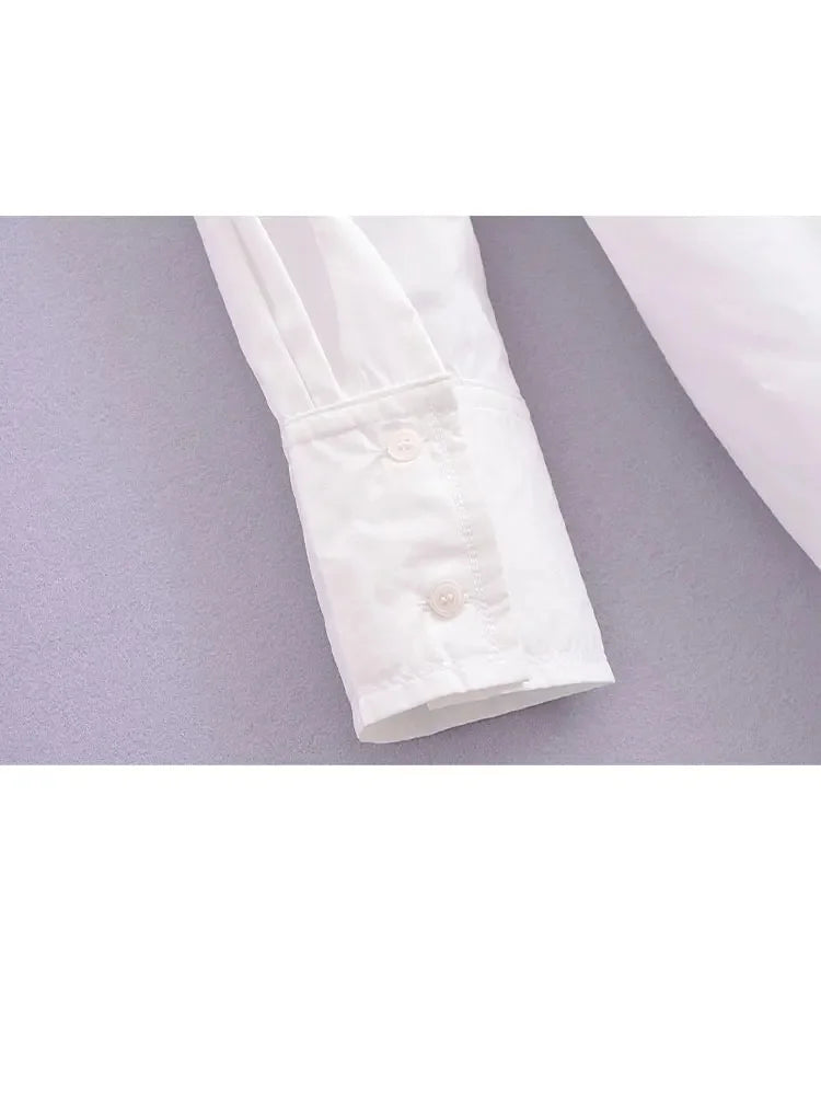 Spring Loose Blouses With Belt White Long Sleeves Shirt Top Buttons Female Lapel Shirt