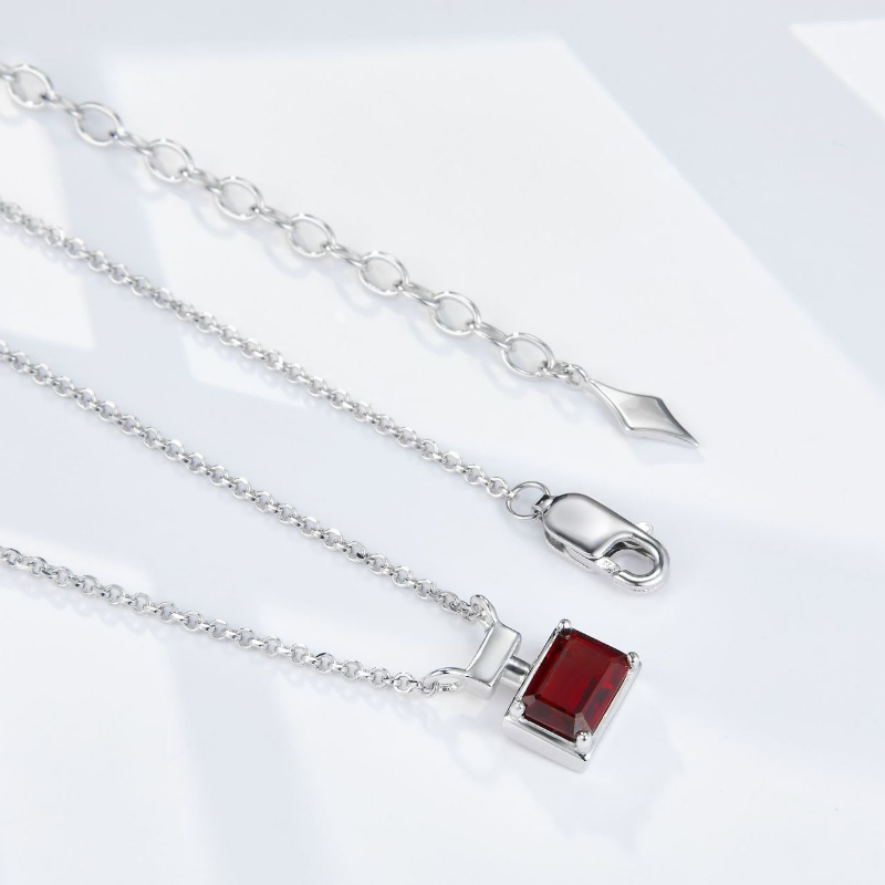 Natural Garnet Perfume Bottle S925 Sterling Silver Necklace