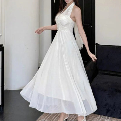Dresses Spring Summer Halter Beach Style Backless Long Dresses Korean Vestidos Mujer
