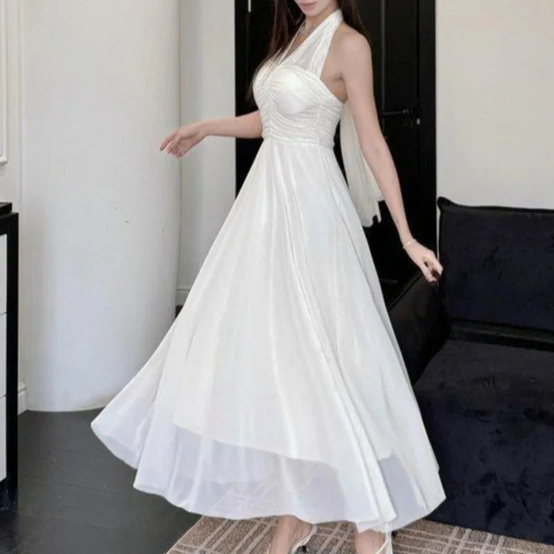 Dresses Spring Summer Halter Beach Style Backless Long Dresses Korean Vestidos Mujer