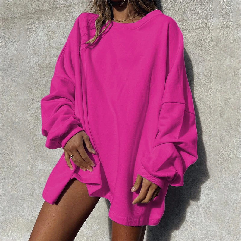 Harajuku Retro Round Neck Loose Sweatshirts New Autumn Long Top Pullover Winter Long Sleeve Simple Jumper