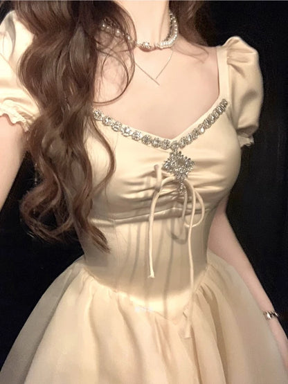 Princess Birthday Party Mini Dresses for Diamons Ball Gown A-line Korean One Piece Vestido Mujer