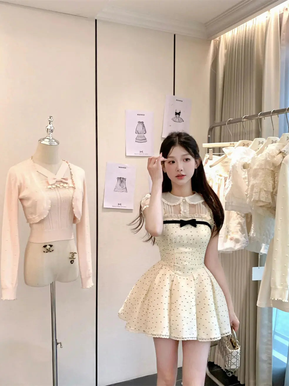 Summer Kawaii New Two Piece Set Chiffon Blouse+sleeveless Strap Dress Female Lolita Japanese Princess Suit
