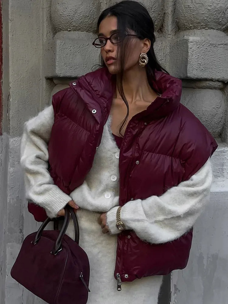 Fluffy Zipper Vest Coats Loose Lapel Sleeveless Single Breasted Jacket Lady Winter Versatile Simple Outwear
