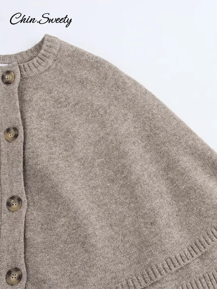 Autumn Shawl Style Short Sweater Cardigan Loose Single-breasted Simple Knitwear Top Lady Causal Pullover