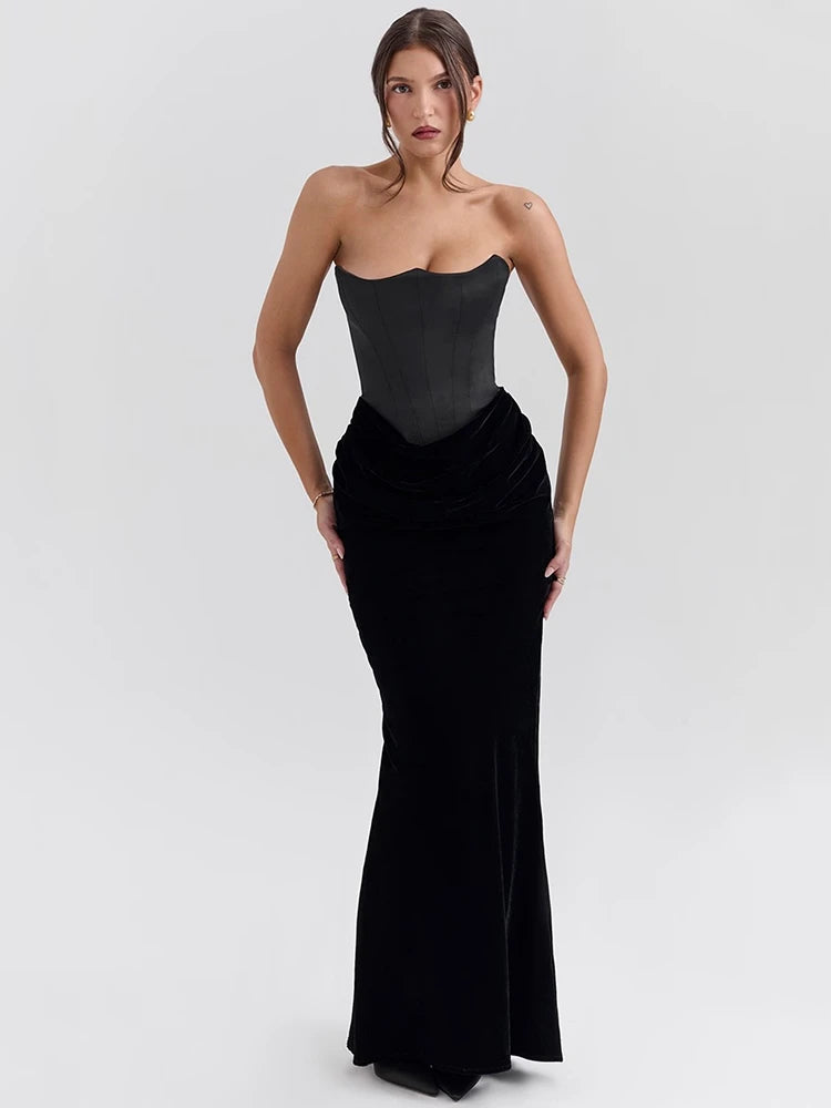 Off-shoulder Strapless Maxi Dress for Sleeveless Backless Bodycon Club Party Evening Long Dress