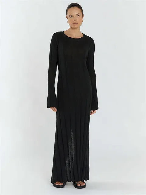 Loose High Waist Long Dress Female Long Sleeve Pullover Dress Knitwear Winter Maxi Dress