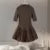 Knitted Patchwork Brown A-line Dress O-neck Short Sleeves Pleated Ruffles Mini Dresses Lady Vestidos