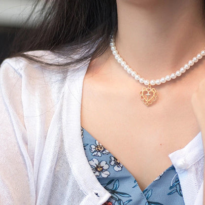 Vienkim Baroque Style Necklace Neck Chains for Pearl Simple Hip Hop Metal Choker Punk Clavicle Chain Jewelry