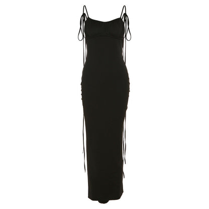 V Neck Lace-up Backless Maxi Dress
