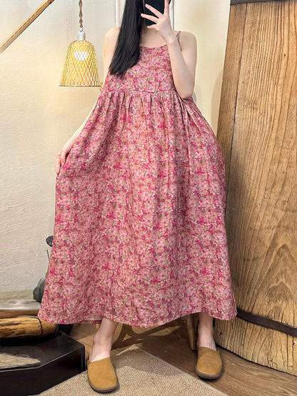 Summer Artsy Ramie Maxi Dress As1021