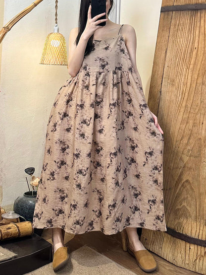 Summer Artsy Ramie Maxi Dress As1021
