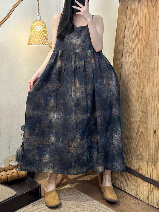 Summer Artsy Ramie Maxi Dress As1021