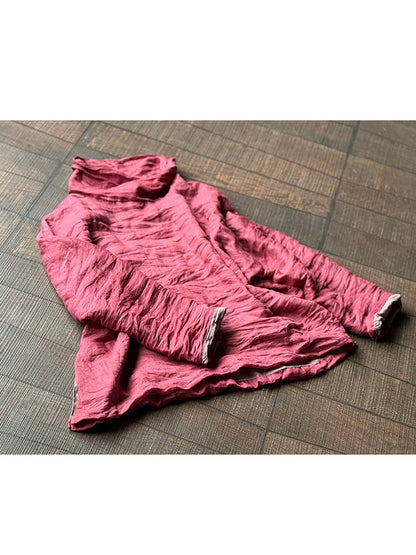 Autumn Artsy Turtleneck Ramie Blouse Qu032