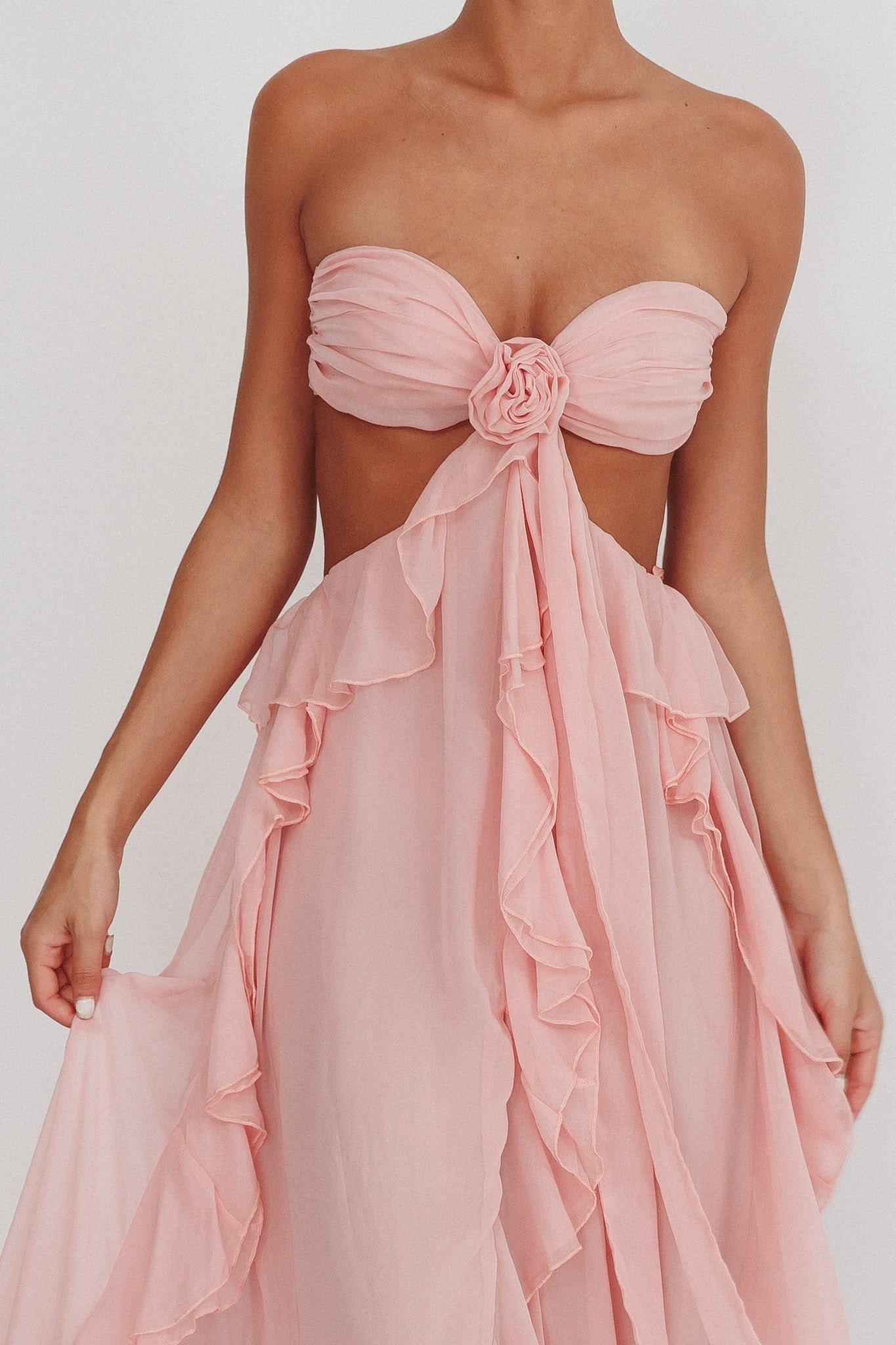 Sally Cut-out Ruffle Maxi Dress Blush