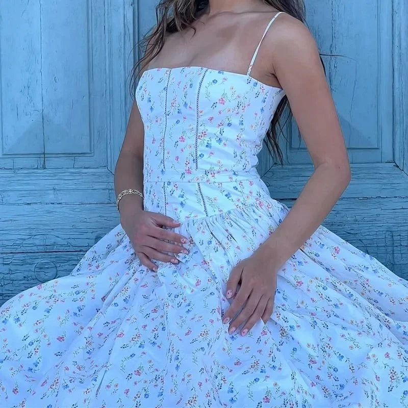 New French Style Suspender Dress Summer Y2k Temperament Dresses Slim Fairy Evening Party Long Dresses