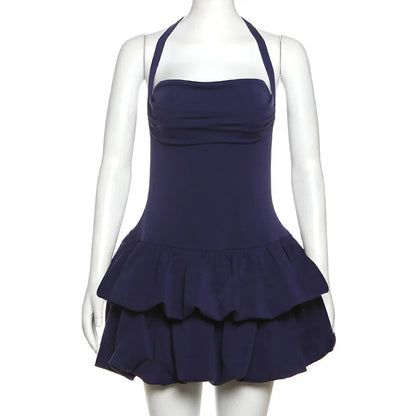 Backless Spring Mini Dress Square Collar Patchwork Bandeau New Dress Female Bodycon Dress