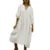 Beach Party Dress Summer Color Round Neck Tie Front Puff 3/4 Sleeve Loose Midi Dress Vacation Dresses