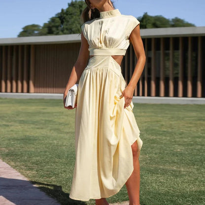 Cut Out Party Long Dress Summer Robe Loose Sleeveless Dress Aline Open Waist Y2k Dresses