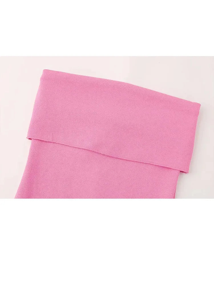 Woman Tube Midi Dress Elastic Strapless Backless Slim Dresses Female Off Shoulder Dress