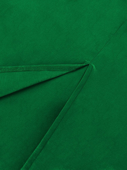 Green Long Dresses Square Collar Lantern Sleeve Evening Party Gowns