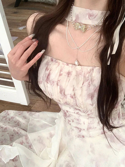 French Style Sweet for Dress New Spring Summer Party Tighten the Waist Y2k Dress Princess Mini Dress