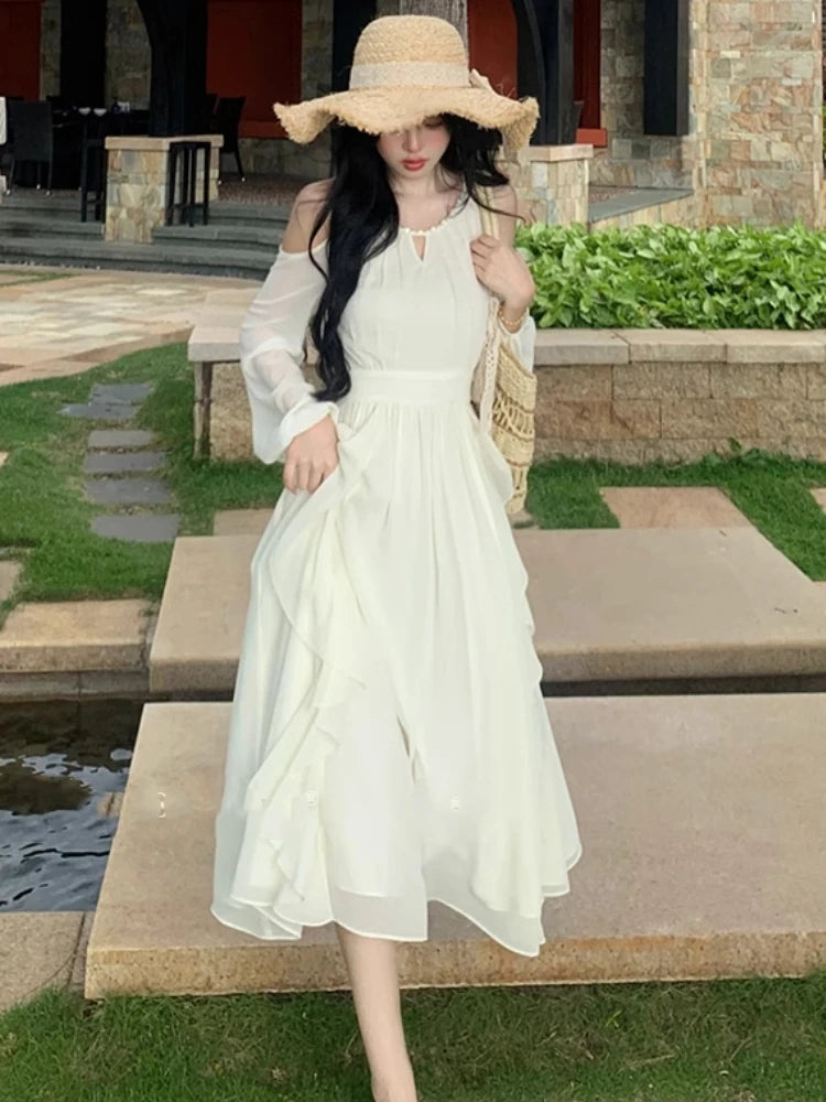 Autumn Spring New Midi Dress Party Long Sleeve Female Clothes Vestidos Mujer